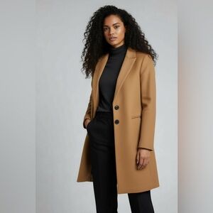 Blogger Favorite Zara Chic Minimalist Classic Tailored Over Coat Small Tan